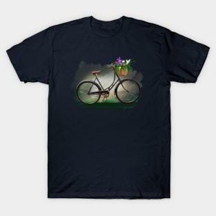 Fahrrad retro mit Blumen T-Shirt